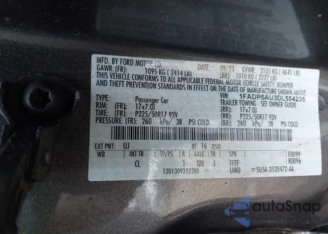 2013 Ford C-Max Hybrid Se z USA, uszkodzony, nr VIN 1FADP5AU3DL554235